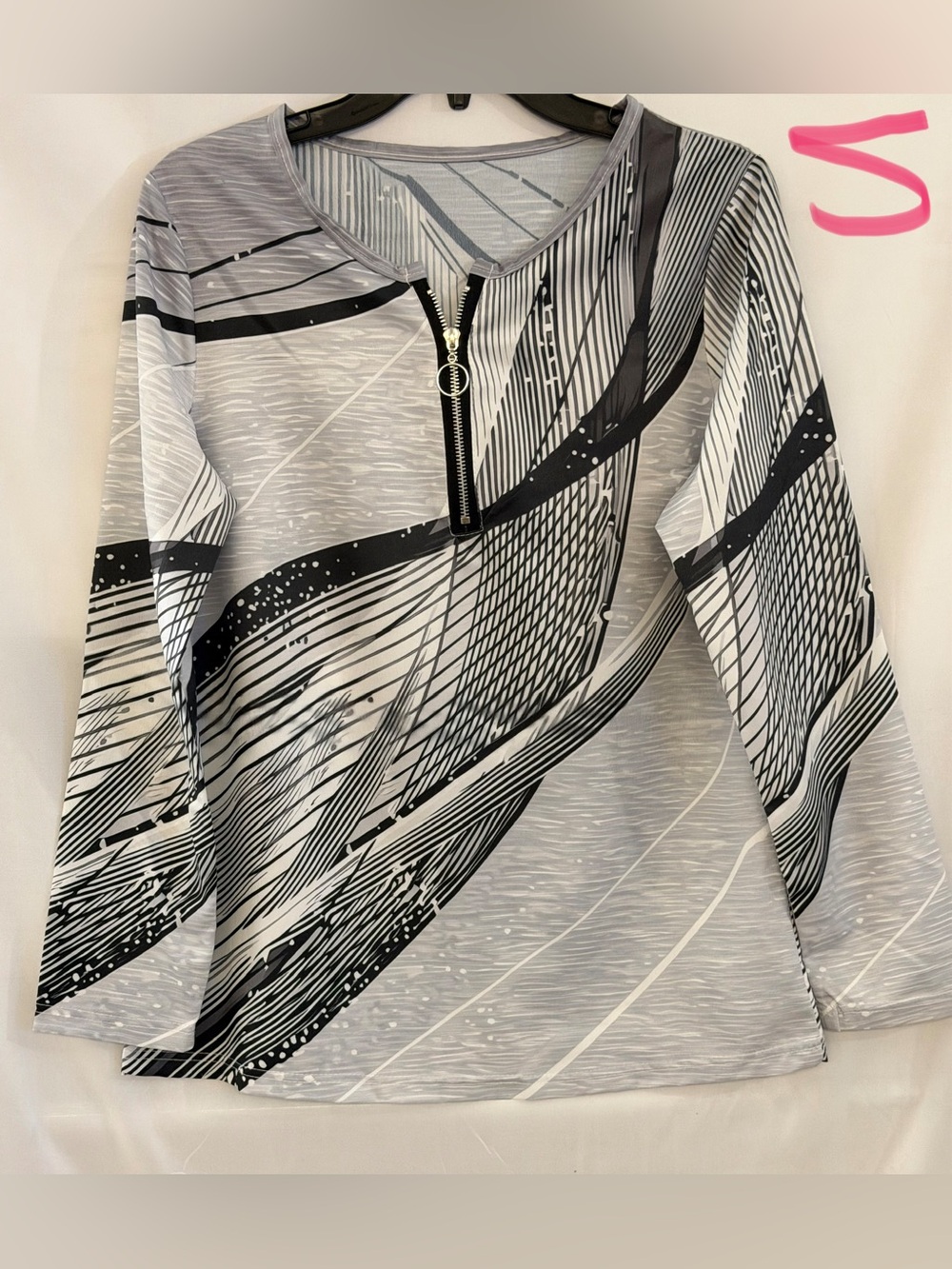 Women’s Grey & Black Zip-Front Swim Coverup Top